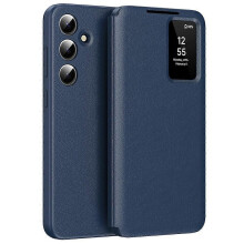 Compatibel met Samsung Galaxy S25 FE hoesje met kaarthouder en Smart View venster, leren telefoonhoesje