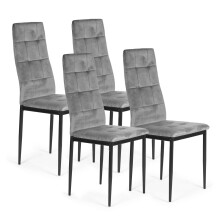 Juego de 4 sillas de terciopelo para comedor y sala de estar gris ModernHome