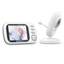 Video babyalarm, babyomsorgsperson, 3,5 tommer IPS-skærm babykamera, vuggevise, fodringsalarm, EU-stik