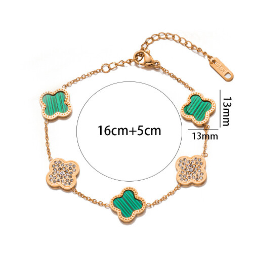 Βραχιόλι Lucky Clover με επιχρυσωμένο 18Κ χρυσό, δώρο κοσμημάτων για γυναίκες και κ