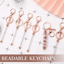12 Stuks Kralen Sleutelhanger Bars voor Kralen Sleutelhanger Kralen Sleutelhanger voor Sleutelhanger DIY Projecten Hanger Rose Goud