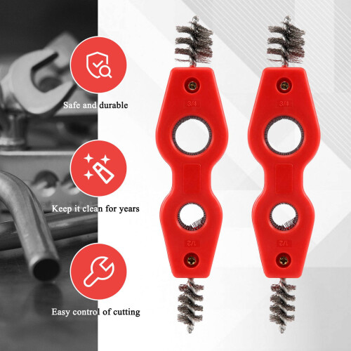 4 Pcs Copper Pipe Cleaner and Reamer Set Inner-Outer Reamer Pipe and Tube Deburring Reamer Chamfer Tool (Red)