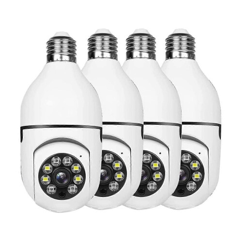 4 Pack Light Bulb Security Camera Outdoor,2.4G Wifi Light Socket Security Camera,Security Camera Light Bulb Outdoor
