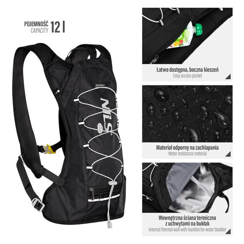 Schwarzer Laufrucksack, leicht, verstellbare Träger 1