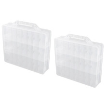 2X 48 Zellen 2-Lagiger Nagellack Organizer Portable Clear Nail Supplies Handarbeit Aufbewahrungsbox Verstellbarer Aufbewahrungskoffer