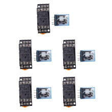 5X HH54P  12V Bobine 4PDT 14 Broches Relais de Puissance Électromagnétique Base DYF14A
