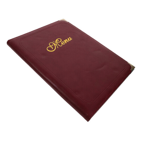 A4 Menu Holder Dark Red Book for Restaurant Dining 1Pack 2