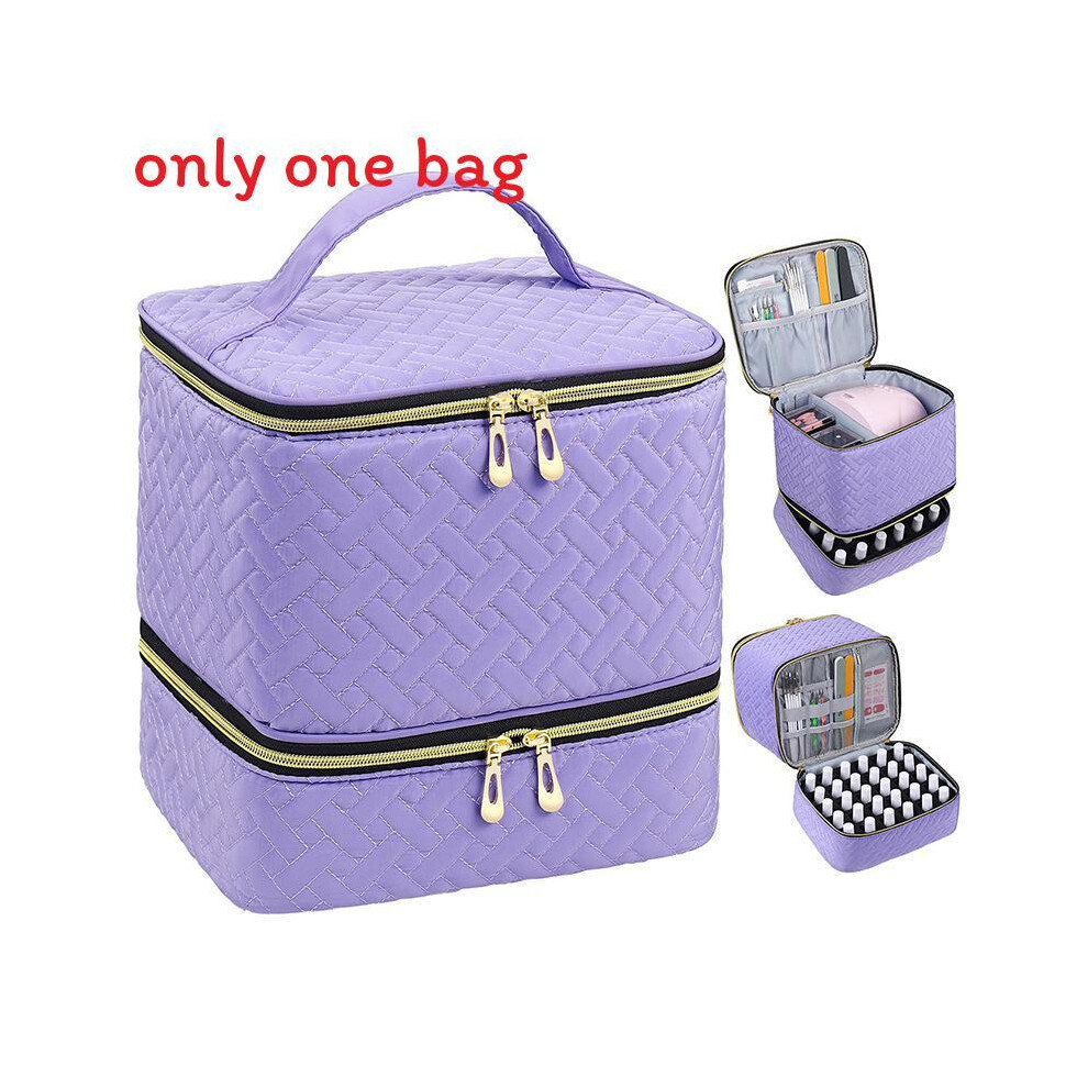 Purple (Purple) Layer Double Portable Makeup Bag With High Capacity For Storage And Travel