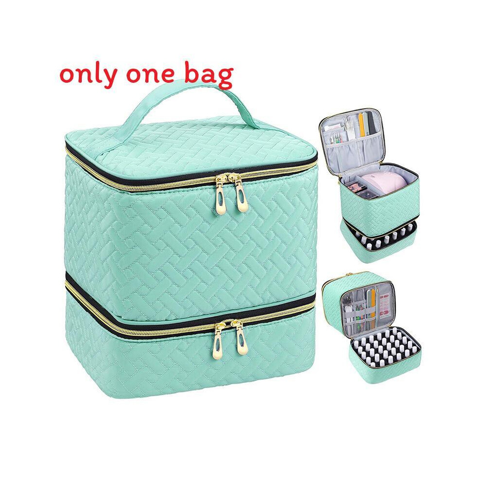Green (Green) Layer Double Portable Makeup Bag With High Capacity For Storage And Travel