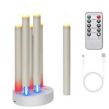 Rechargeable Flameless Taper Candles 6 Pcs LED Taper Flickering Candles with Charging Station and Remote Timer