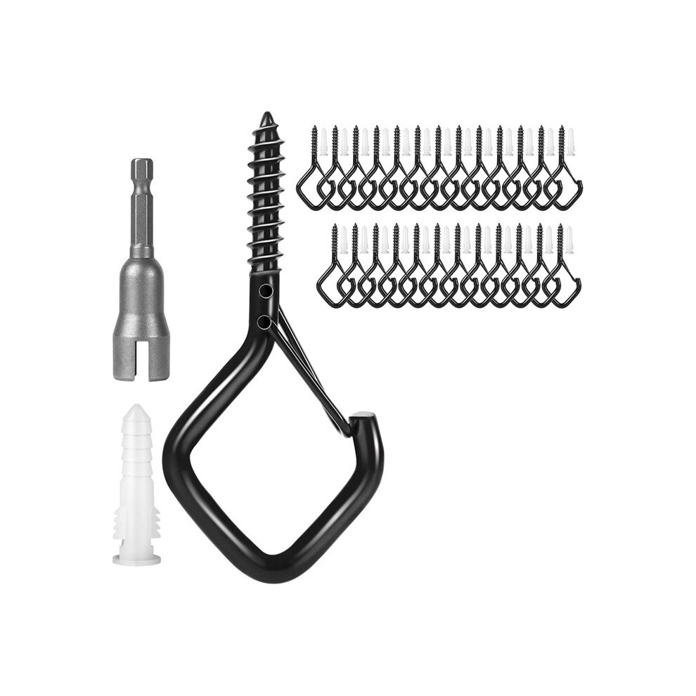 30Pcs Screw Hooks For Hanging Outdoor String Lights With Safety Buckle, For Plants & Patio Lights With 1 Nut Driver 4714008740078