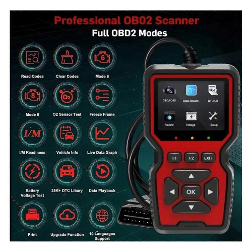 OBD2 Scanner Live Data Professional Mechanic Diagnostic Code Reader Tool For Check Engine Light Battery Voltage Test 1