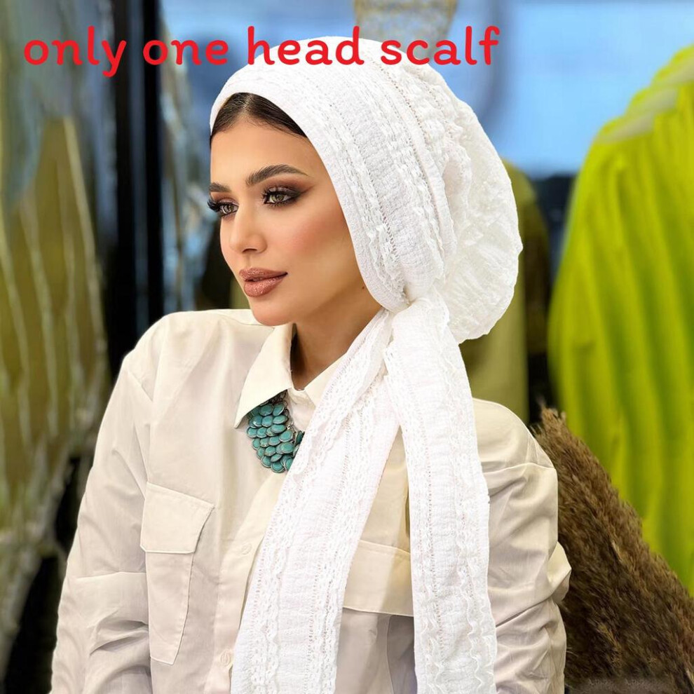 (White) Muslim Foldable Headscarf Polyester Head Cover For Spring Winter Autumn Summer-image-OPC-PT98NQM-NEW