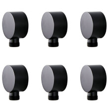 6X Wall Supply Elbow,Brass Round Wall Mount Shower Hose Connector Accessories G1/2Inch Water Outlet for Shower-Black