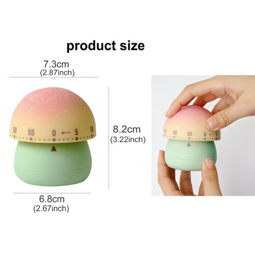 Mushroom-Shaped Mechanical Kitchen Timer 60-Minute Wind- Countdown for Cooking, Study 2