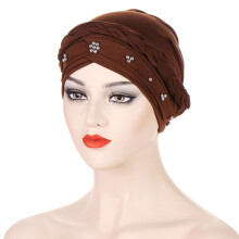 (Silver Coffee) Summer Hat Ethnic Round Top Polyester Beaded Embroidered Women Headwear For