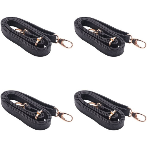 4X DIY Replacement Leather Bag Shoulder Strap Handle  Body Adjustable 140 X 2cm, Black