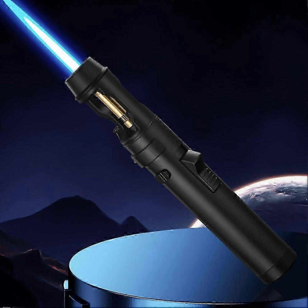 Windproof Butane Lighter Camping Lighters with Beer Opener Adjustables Blue Flames Inflatable Lighters for Outdoor BBQ