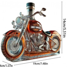 3D novelty glass carafe in the shape of a motorcycle, 325 ml (11 oz), whiskey bottle design, 3D engraving