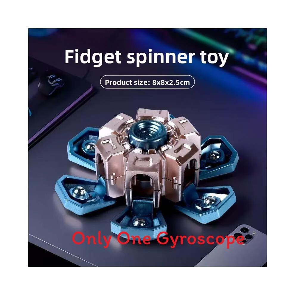 (Blue Silver) Fingertip Durable Plastic Gyroscope With Cool Transformation Relaxing For Effect