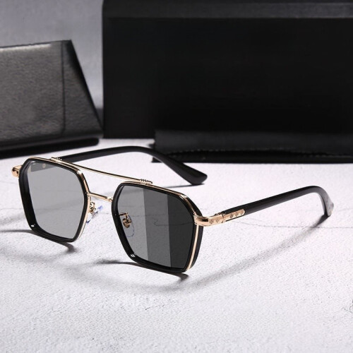 (Black Gold) Mens Fashion Trend Eyewear With Polarized Lenses For Sports Style And Street