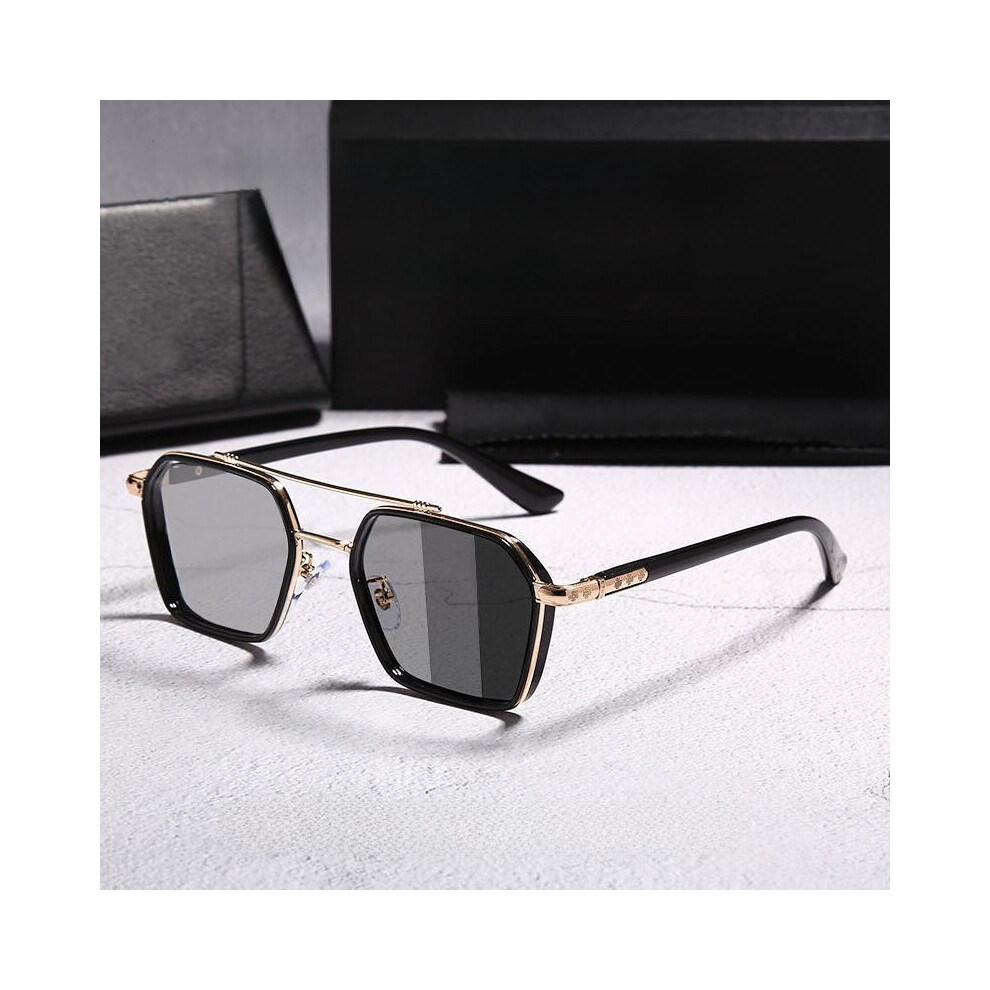 (Black Gold) Mens Fashion Trend Eyewear With Polarized Lenses For Sports Style And Street