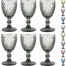 6pack-Vintage Drinking Glasses, 8Oz 240ml Thickend Glass Wine Glasses, Dishwasher Safe Short Stemmed Glass Goblets Glassware for Juice