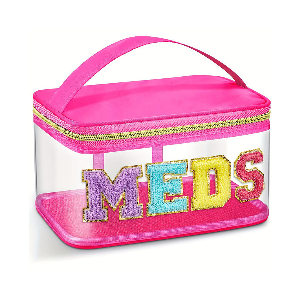 (Rose) Pvc Large Capacity Cosmetic Bag With Embroidered Design For Travel And Use Daily