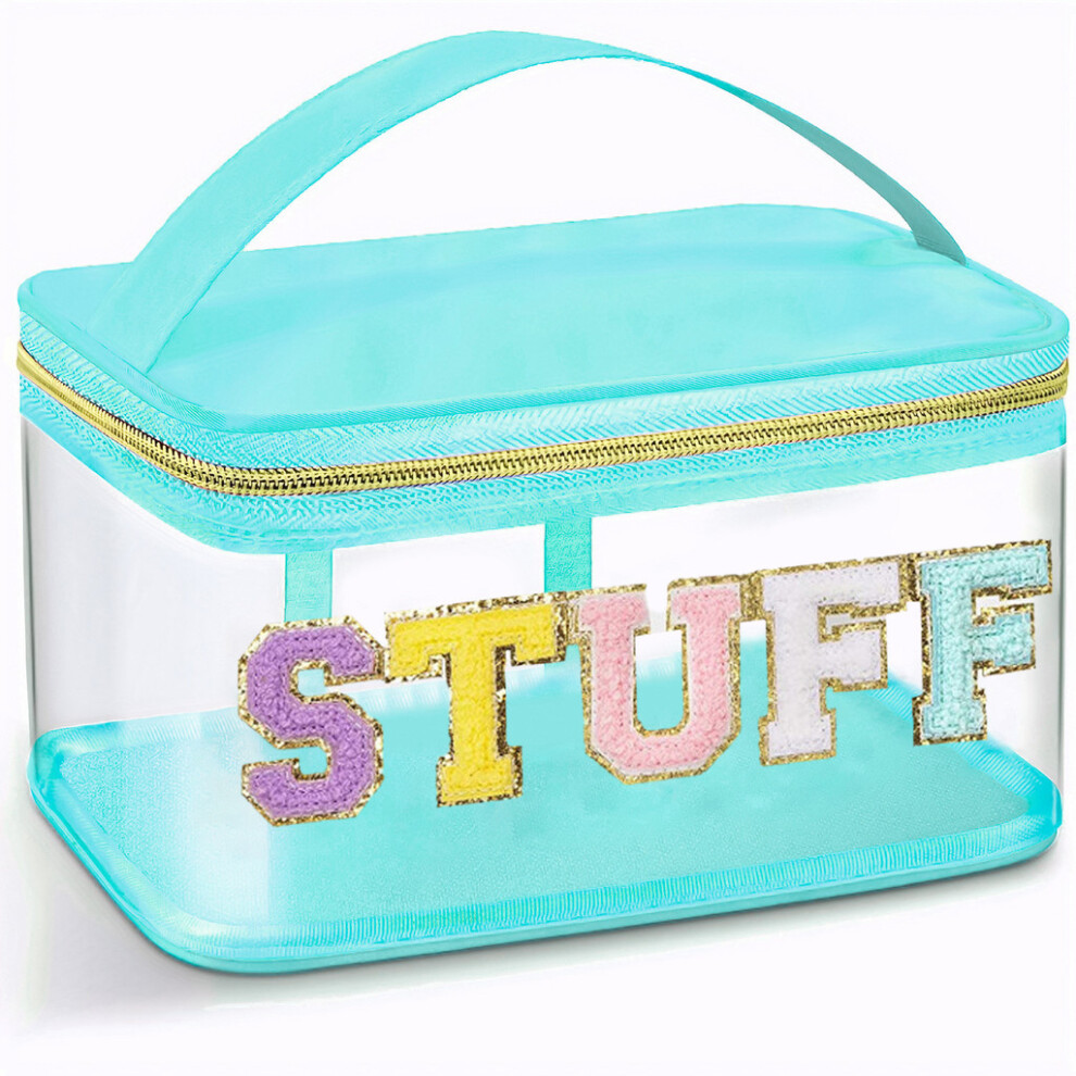 Green (Green) Capacity Pvc Large Cosmetic Bag With Embroidered Design For Travel Daily And Use