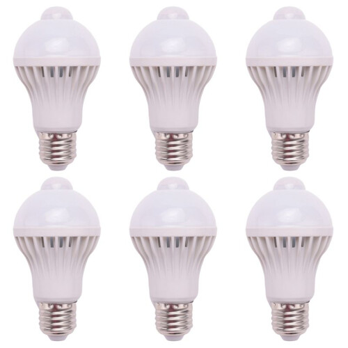 6X E27 Led Bulb Light Motion Sensor Light LED PIR Motion Sensor Lamp Globe Bulb Light Lamp, 5W