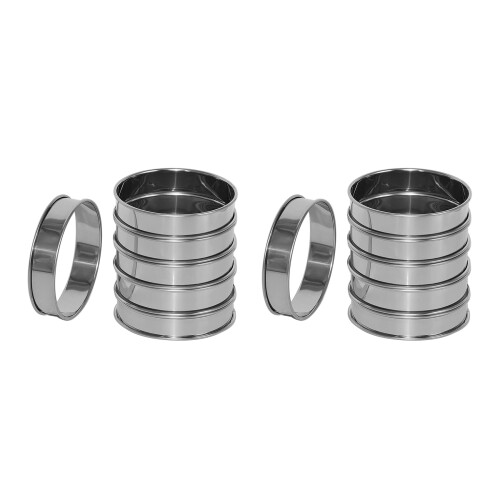 12 Pack 4 Polegadas Double Rolled English Muffin Rings, AçO InoxidáVel Crumpet Rings, Tart Rings, Round