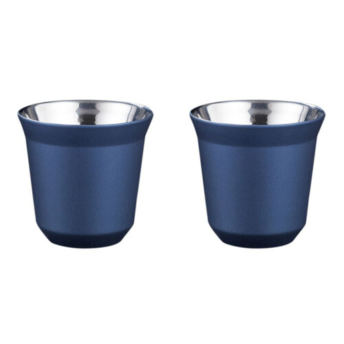 2X 80Ml Double Wall Stainless Steel Espresso Cup Insulation for  Pixie Coffee Cup Capsule Shape Coffee Mugs,D