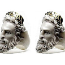 Zwei mythische Medusa/Zeus-Ringe, Vintage-Ringe mit skulpturalem Königinnenmotiv, Unisex-Geschenke, übertriebene Ringe mit Seniorenmoti