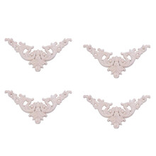 4Pcs 20x20cm Rubber Wood Oak Carved Corner Onlay Applique Cabinet Unpainted