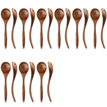 Wooden Spoons for Eating, 18 Pieces Natural Wood Eating Spoon, 7 Inch Eco-Friendly Handmade Teaspoon for Dinner