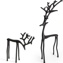 Reindeer Christmas Decor, Set of 2 Black Metal Reindeer Figurines - Modern Christmas Decorations - Elegant Indoor Holiday Statues for