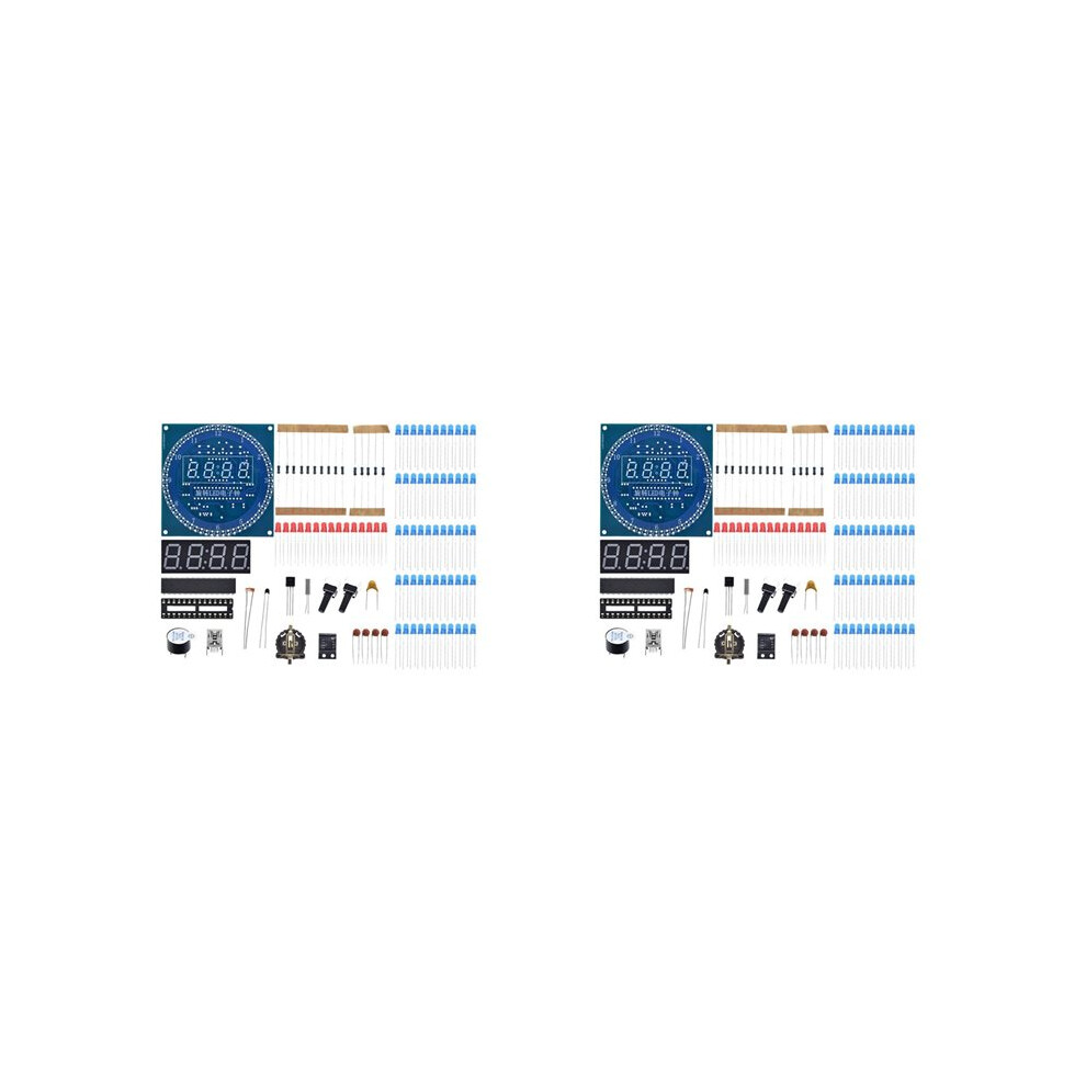 2X Electronic Digital Clock Kit C51 Microcontroller Learning Board Ds1302 Rotating Led Display Module Diy 4711855662416