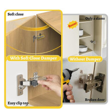 20 Pack Soft Close Motion Damper Mechanism for Full Overlay Hinges, Smooth Slow Straight-Arm, Clip Top Retrofitting