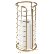 mDesign metal toiletpapirholder, fritstående 3 ruller reserve, blød messing