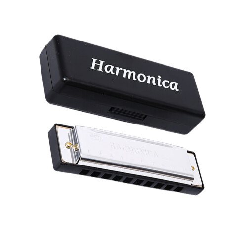 Multifunctional 10 Hole Pocket Harmonica Featuring Metal-Silver