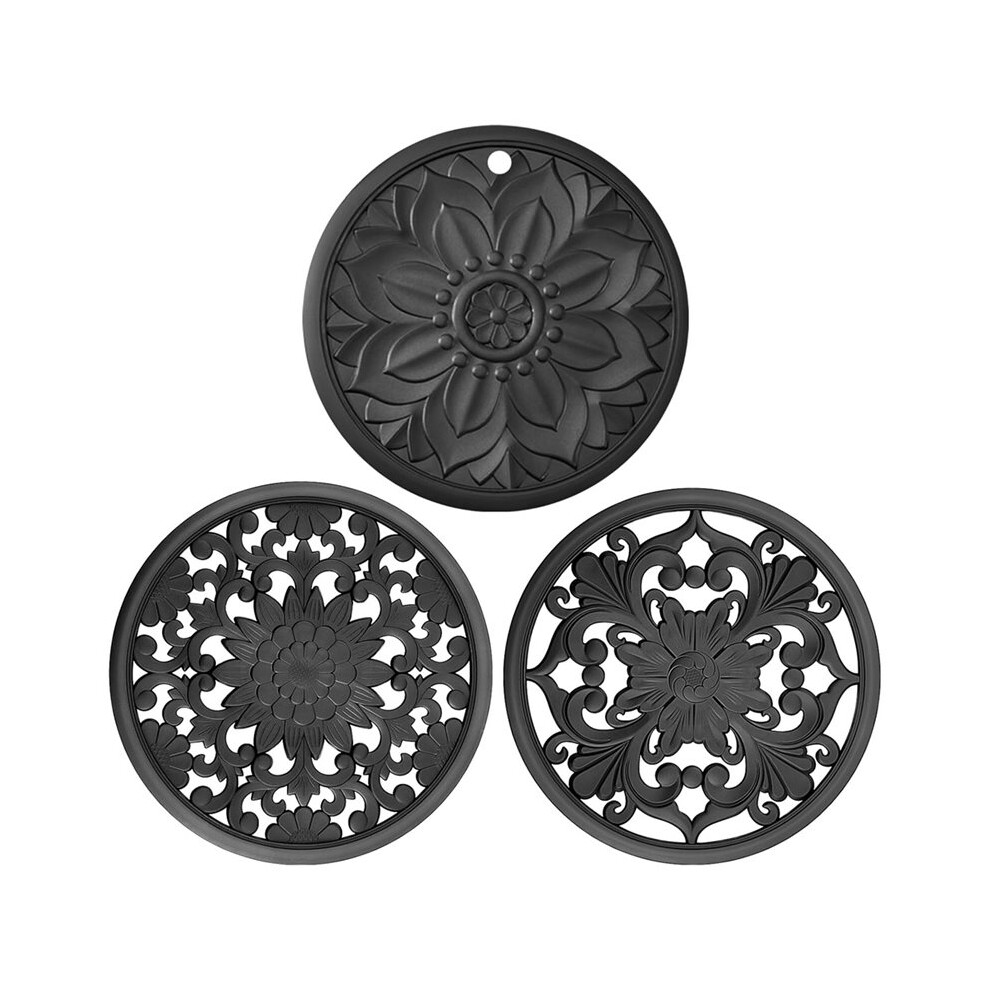 Tauoh 3Pcs Silicone Trivet Mat Heat Pot Holders For Non-Slip Hot Pan Shapes For Dining Table Kitchen Countertops Tablecloth