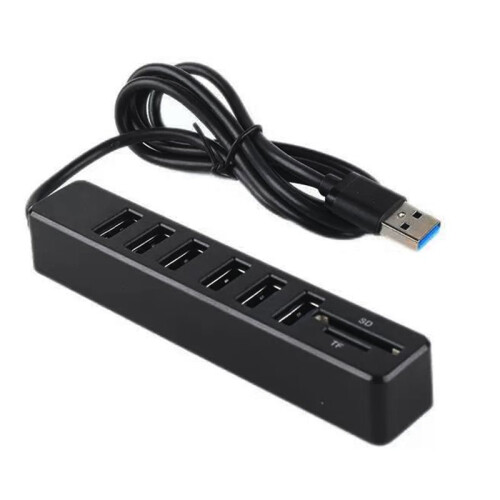 USB 2.0 HUB Cable Splitter Converter USB Disk TF  Card Integrated Reader Extend Adapter Data Transfer 6