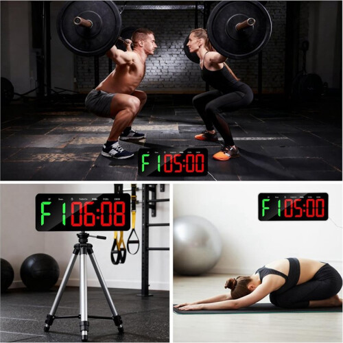 Gym Timer Clock for /FBG/EMOM - Large Workout Clock for Home Gym with Remote Control, Count Down &  EU Plug