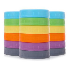 Coperchi per Barattolo per un Bocca Regolare nel Plastica 18 Pezzi per Palla, Kerr e Altro con Anelli - Cappuccio di Plastica Colorato