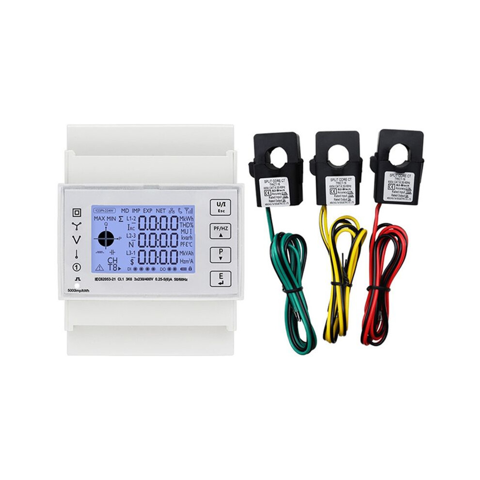 Exogio Tac4321ct Three Phase Din Rail Wifi Tuya Mutil-Function Meter With Kct16 Current Transformer 230/400Vac