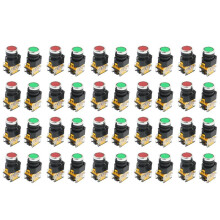 40pcs 22mm Mount 10A 380V DPST Red Green Momentary Push Button