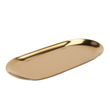 2X Metal Storage Tray Gold Oval Dotted Fruit Plate Small Items Jewelry Display Tray Mirror