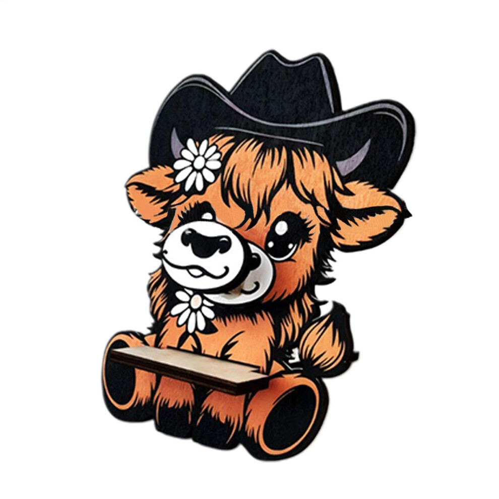 Highland Cow Glasses Holder Wooden Eyeglasses Stand Handcrafted Cute Desk Organizer for Bedroom