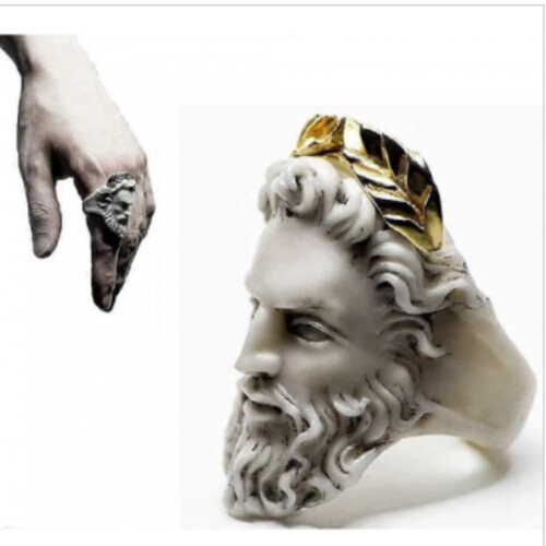 Δύο μυθικά δαχτυλίδια Μέδουσας/Δία, vintage γλυπτά δαχτυλίδια βασίλισσας, unisex δώρ 1