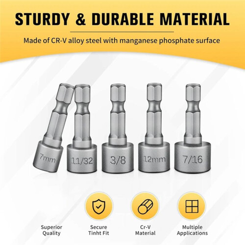 14PCS Powerful Socket Hexagonal Wrench Hexagonal Handle Screwdriver Socket Extension Rod Pneumatic Screwdriver Insert 2